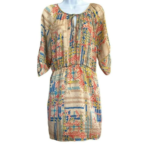 Anthropologie Collective Concepts Women's Tan Abstract Print Dress Size Medium - Picture 1 of 5